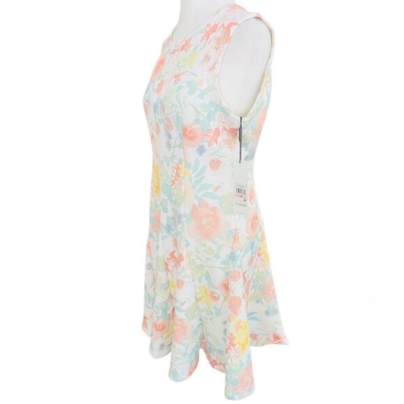 NWT Calvin Klein Pastel Floral Fit & Flare Scuba Sleeveless dress size 10P - Picture 8 of 12